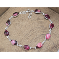 Echt zilveren armband roze Dahlia copper turkoois armband